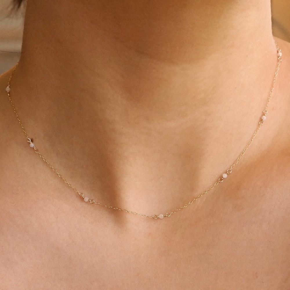 Moonstone Necklace beaded choker 14k gold filled